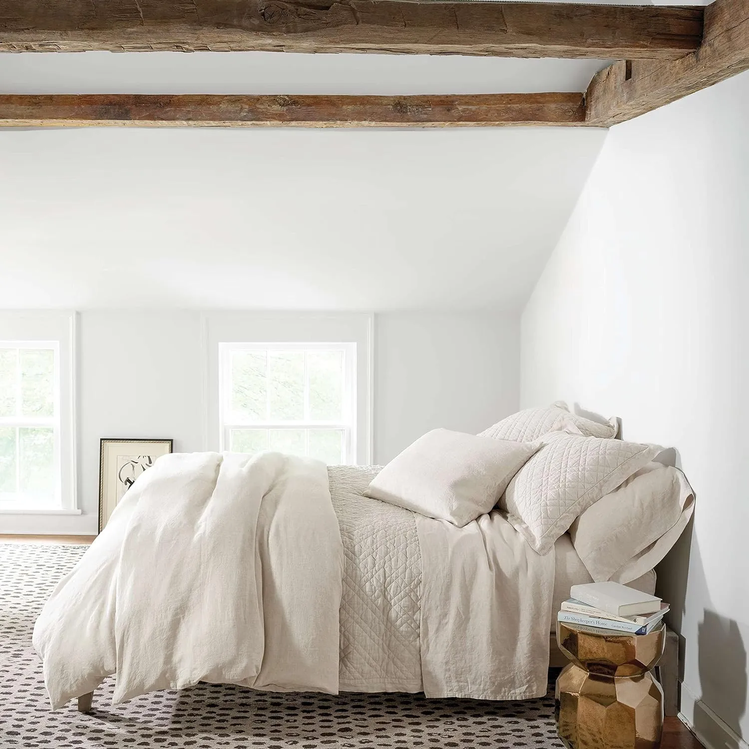Lush Linen Natural Duvet Sham, Euro Size, Neutral Solid Pattern