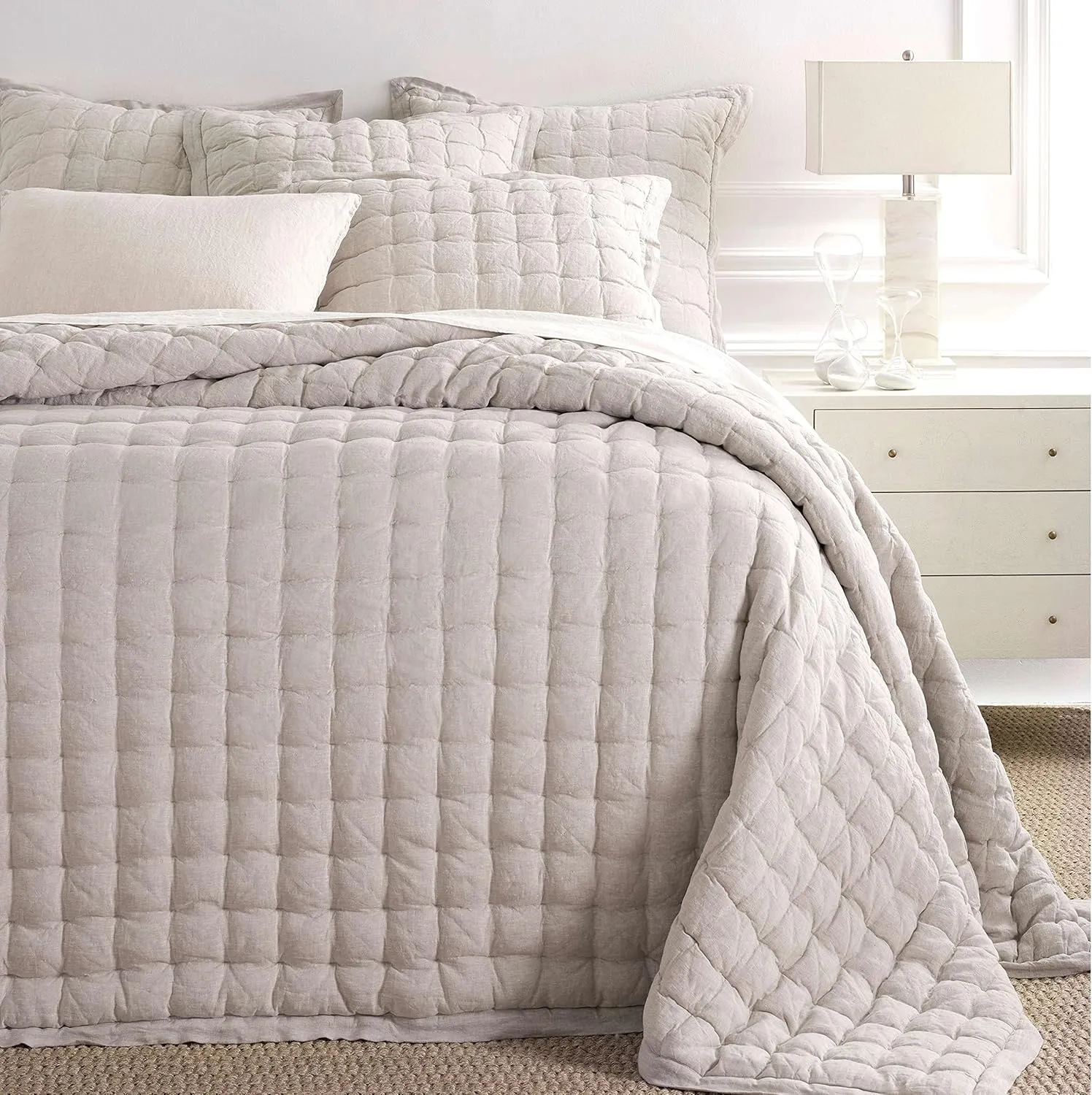 Lush Linen Natural Duvet Sham, Euro Size, Neutral Solid Pattern