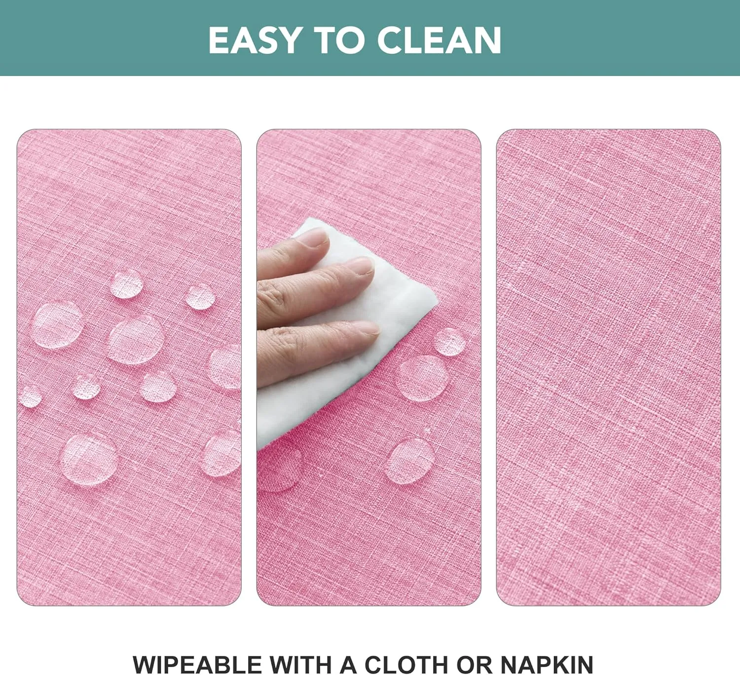 LUSHVIDA Outdoor Tablecloth with Umbrella Hole - Patio Table Cloth Zippered Round 60 Inch, Pink Faux Linen Table Cover Water Resistant for Picnic Outside