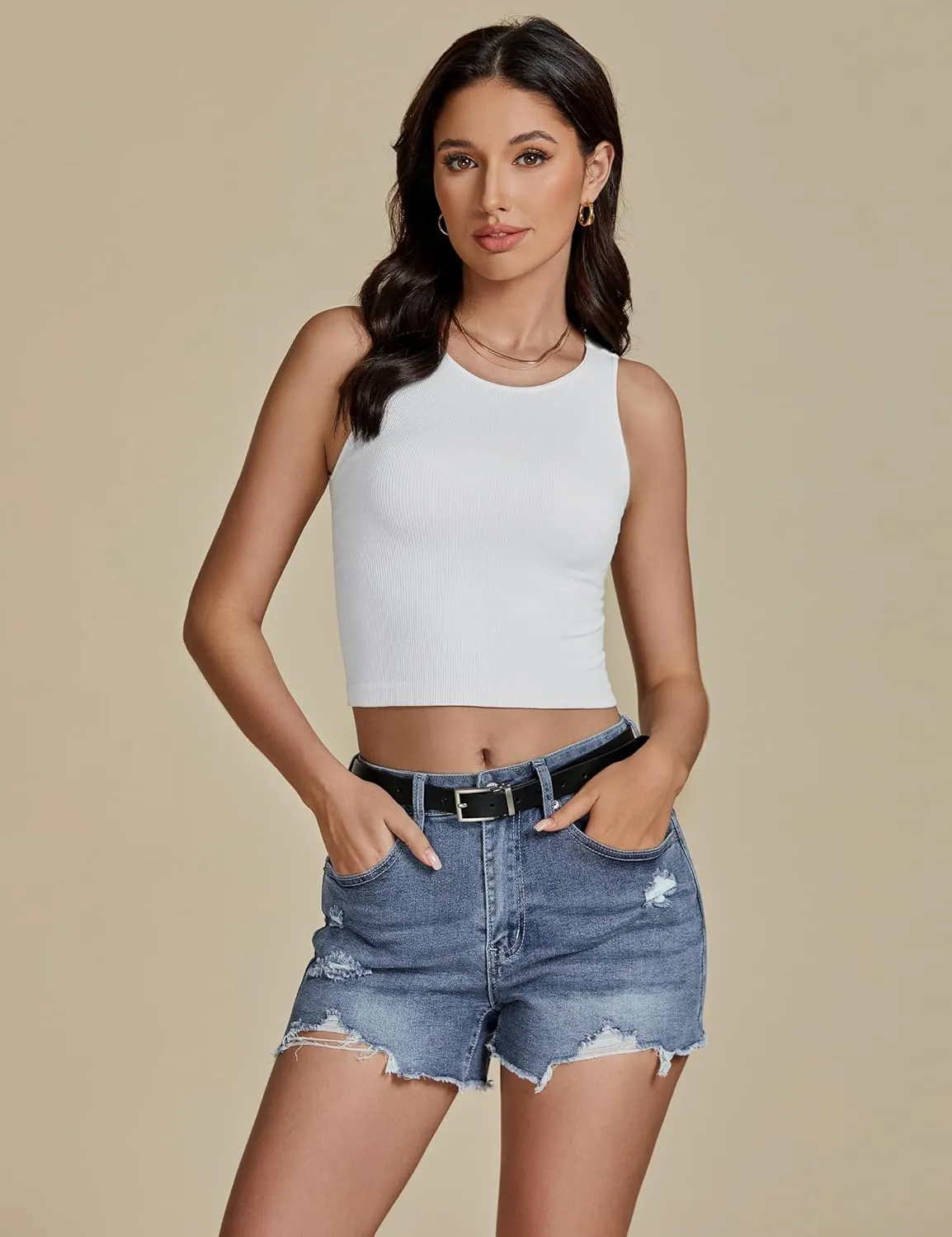 luvamia Jean Shorts for Women High Waisted Trendy Summer Casual Ripped Cutoff Stretchy Distressed Denim Shorts Jorts