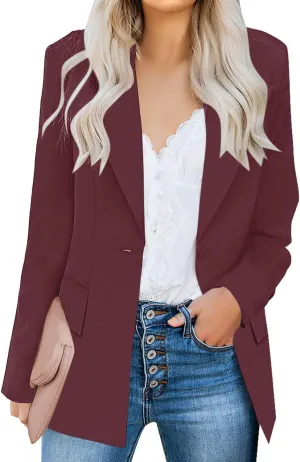 luvamia Women's Casual Long Sleeve Lapel Button Slim Work Office Blazer Jacket