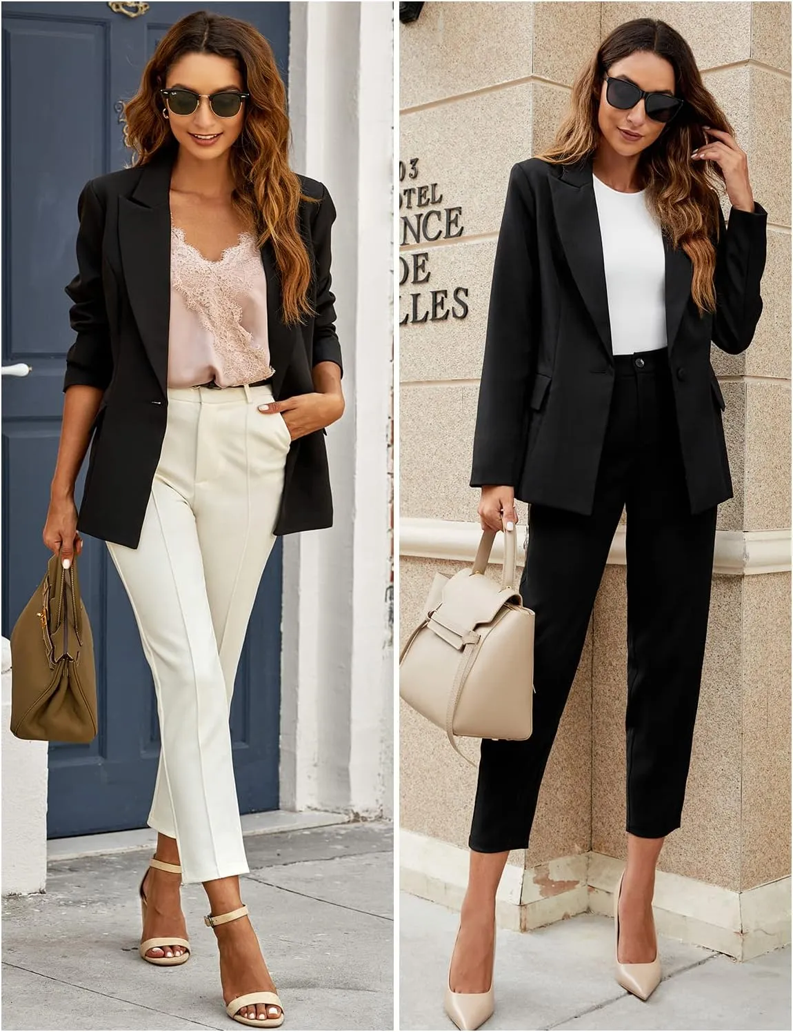 luvamia Women's Casual Long Sleeve Lapel Button Slim Work Office Blazer Jacket