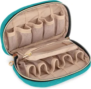 LUXJA Essential Oil Organizer -Holds 10 Bottles (5ml-15ml, Also Fits Roller Bottles), Travel Case for Essential Oils with Zipper Pockets (Bag Only),Teal