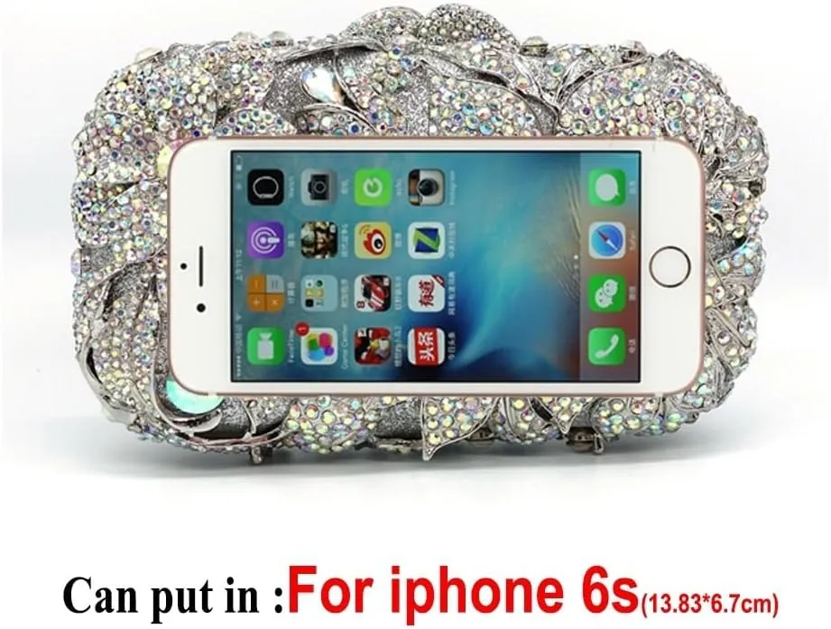 Luxury Crystal Clutch Purse for Women Rhinestone Handbag Formal Party Evening Bag Sparkly Bridal Flower Purse