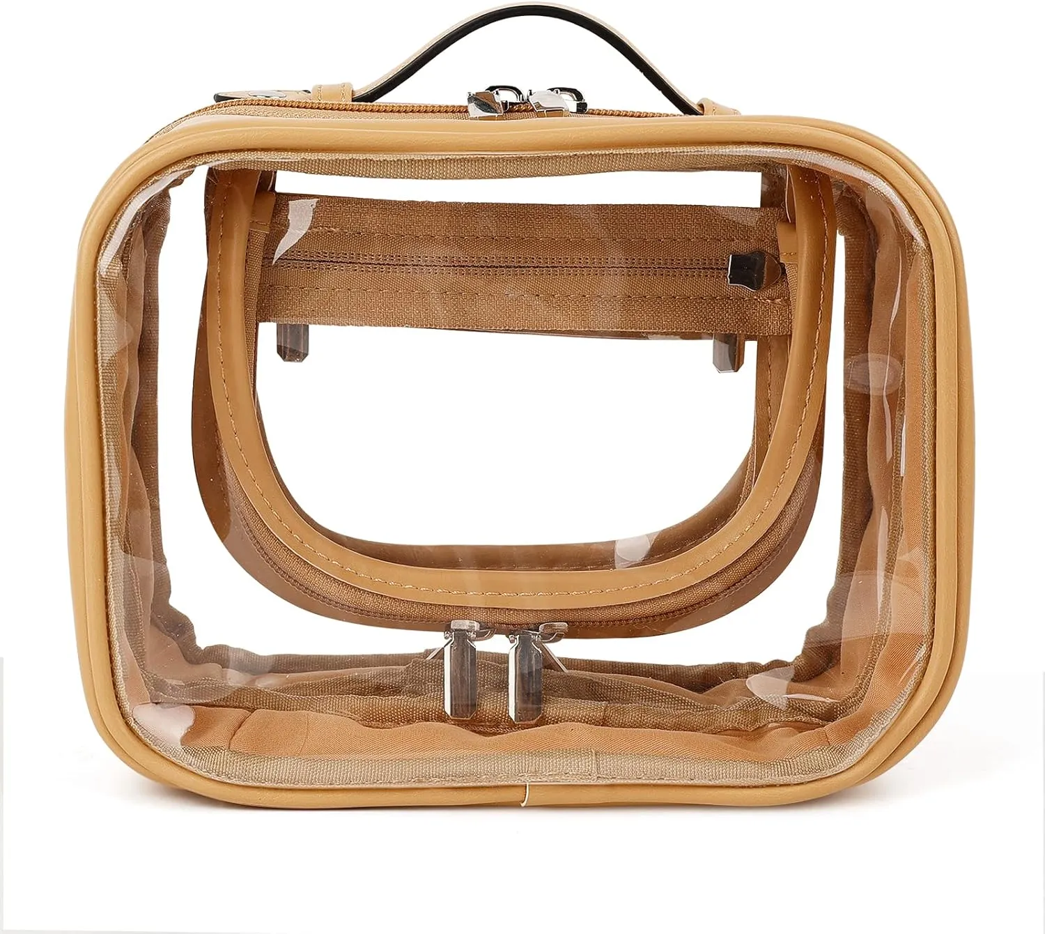 Lychii TSA Approved Toiletry Bag, Clear Travel Bag for Liquids Toiletries, Makeup Cosmetic Bag Organizer, Carry on Travel Accessories Essentials, Brown