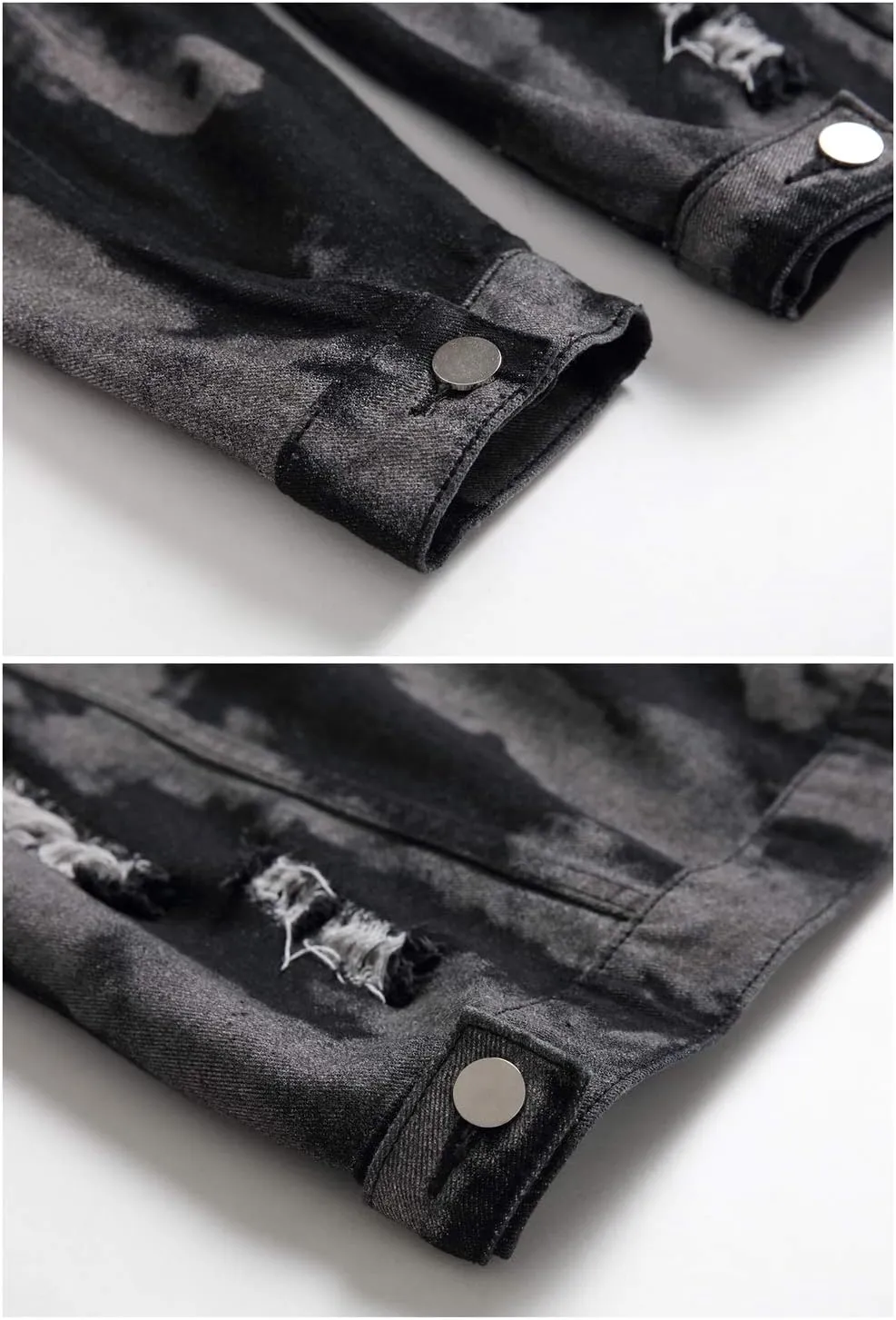 LZLER Men's Denim Jackets Distressed Destroyed Classic Vintage Slim Fit Ripped 2024 Fashion Trendy Trucker Jean Jackets