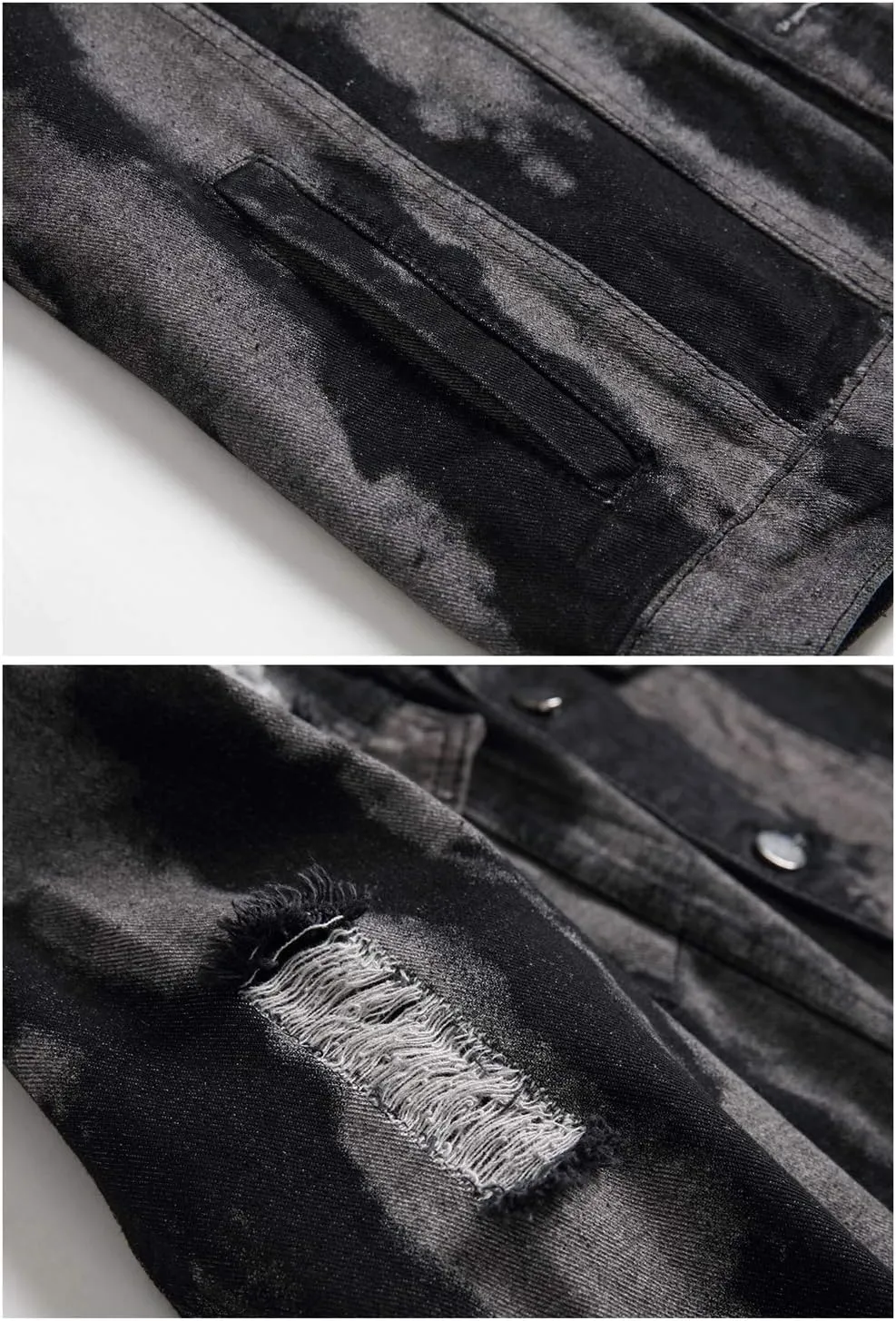 LZLER Men's Denim Jackets Distressed Destroyed Classic Vintage Slim Fit Ripped 2024 Fashion Trendy Trucker Jean Jackets