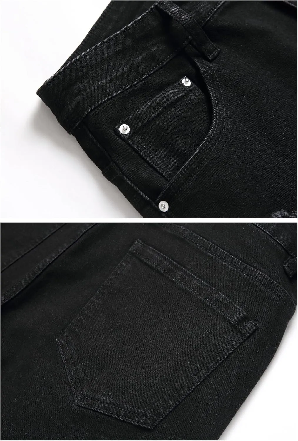 LZLER Mens Ripped Jeans,Distressed Destroyed Slim Fit Straight Leg Denim Pant with Holes