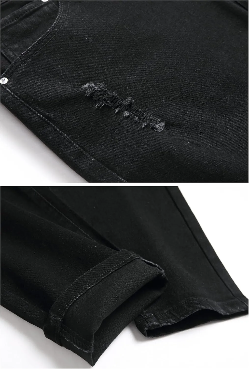 LZLER Mens Ripped Jeans,Distressed Destroyed Slim Fit Straight Leg Denim Pant with Holes