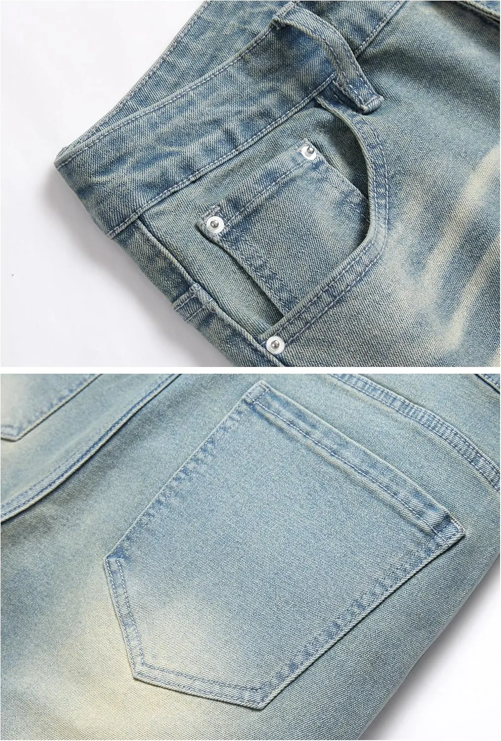 LZLER Mens Ripped Jeans,Distressed Destroyed Slim Fit Straight Leg Denim Pant with Holes