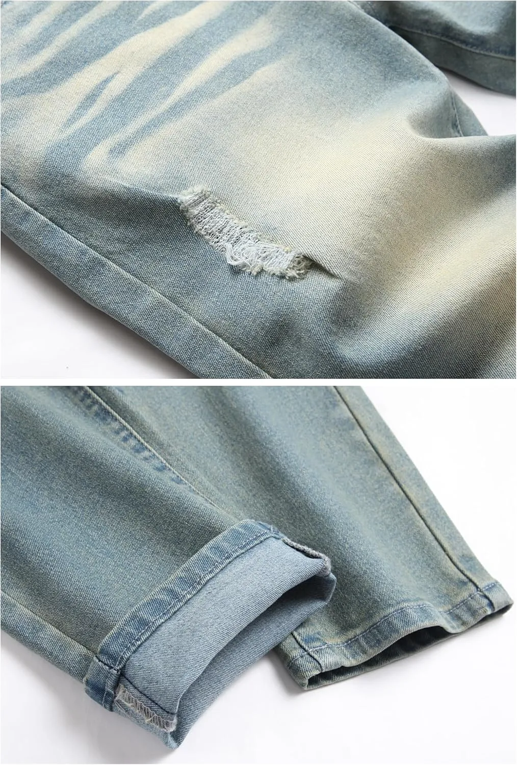 LZLER Mens Ripped Jeans,Distressed Destroyed Slim Fit Straight Leg Denim Pant with Holes