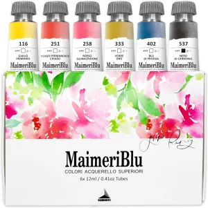 MaimeriBlu, Jenna Rainey Artist Set, Watercolor Paint, 12ml, 6 Tubes – Professional Watercolor Painting Supplies