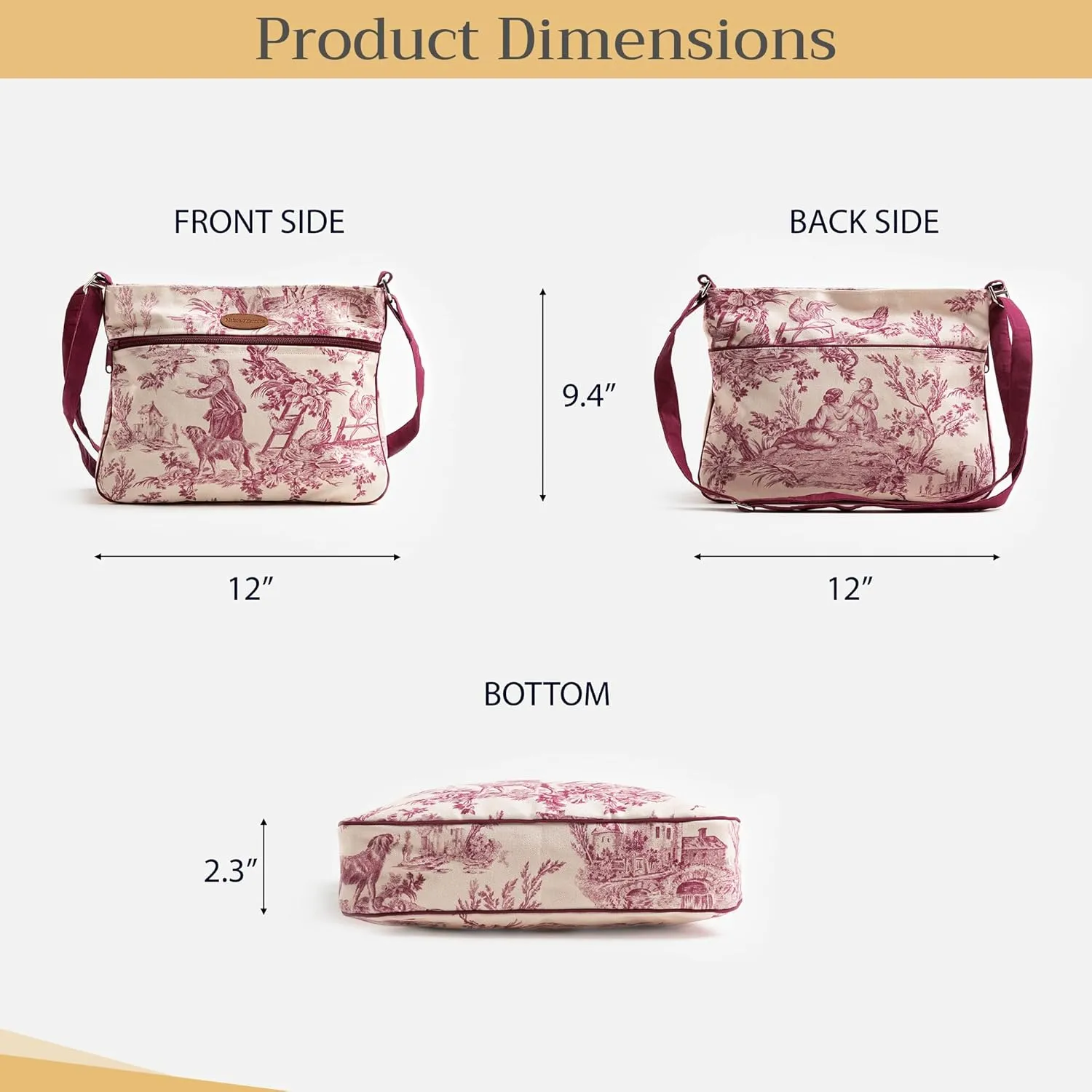 Maison d' Hermine Cross Body Bags for Women Cotton Canvas Shoulder Bag for Shopping Travel Everyday Use Tote purse Sling Bag