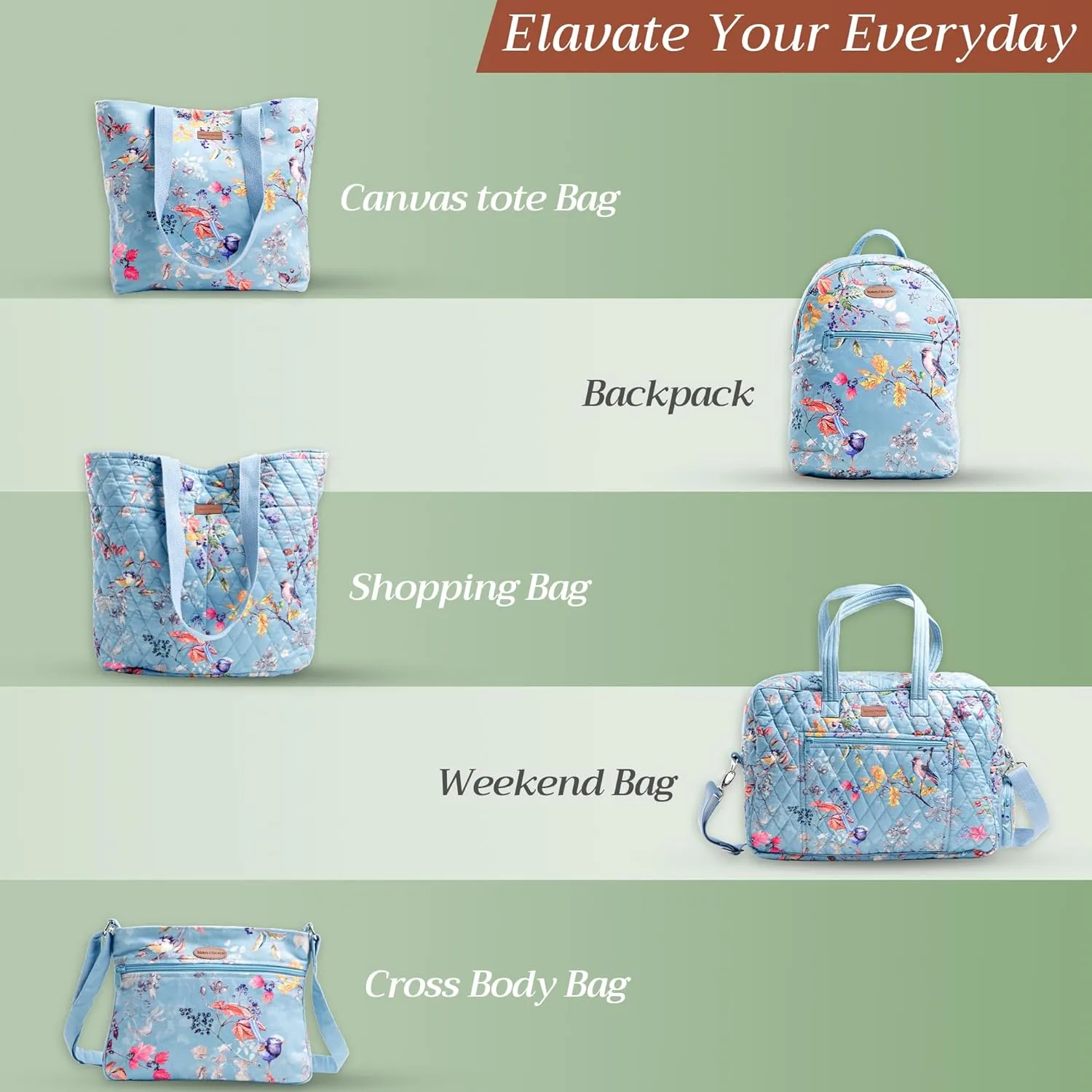 Maison d' Hermine Hand Bag Cotton Adjustable Shoulder Strap Cross Body Bag Tote purse with Zippered & Slip Pockets