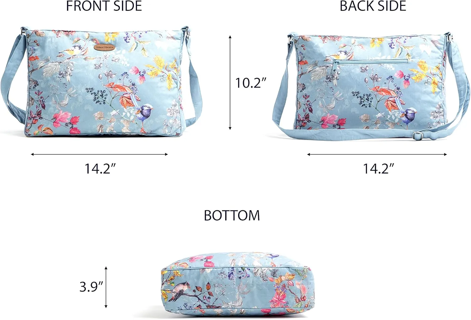 Maison d' Hermine Hand Bag Cotton Adjustable Shoulder Strap Cross Body Bag Tote purse with Zippered & Slip Pockets