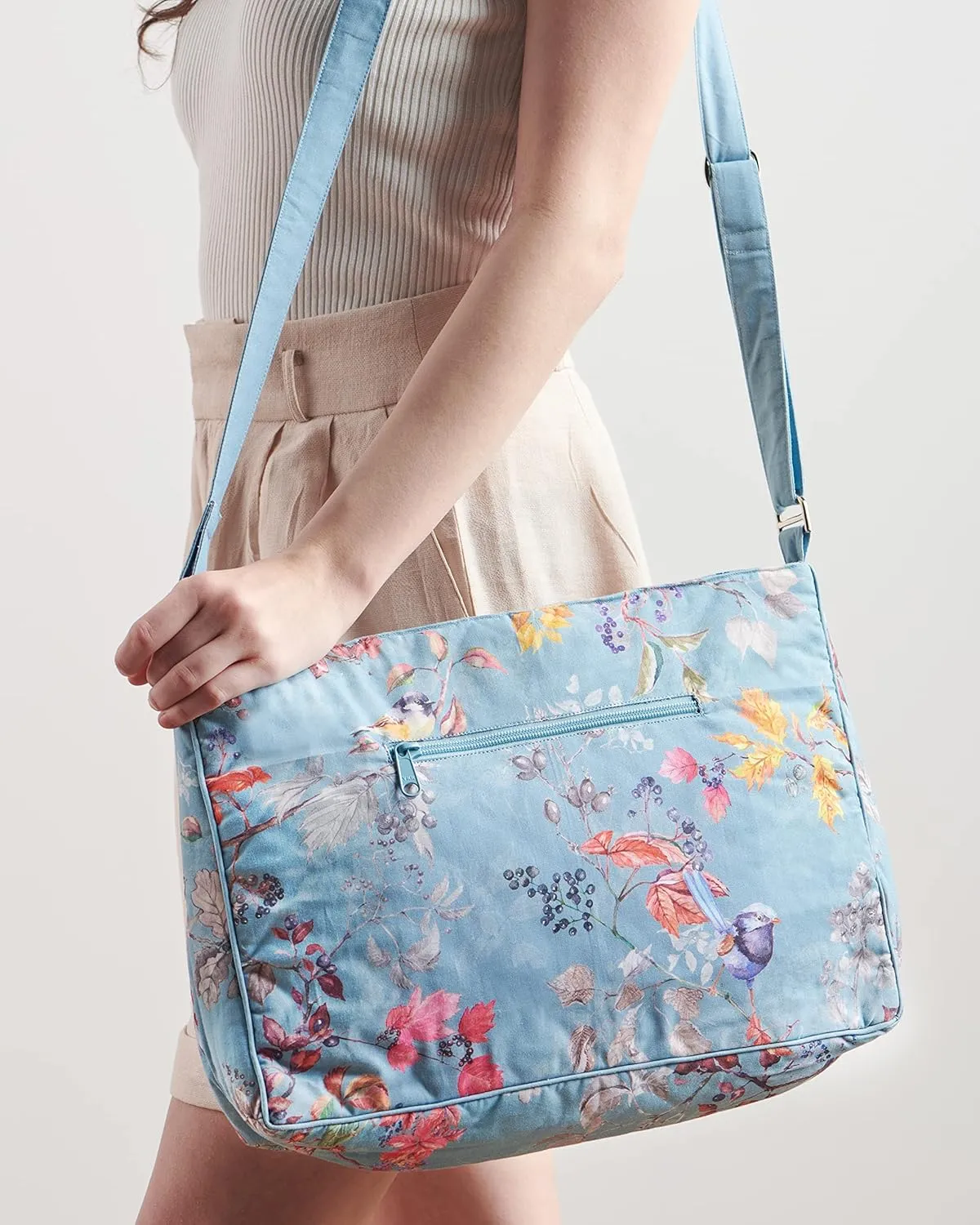 Maison d' Hermine Hand Bag Cotton Adjustable Shoulder Strap Cross Body Bag Tote purse with Zippered & Slip Pockets