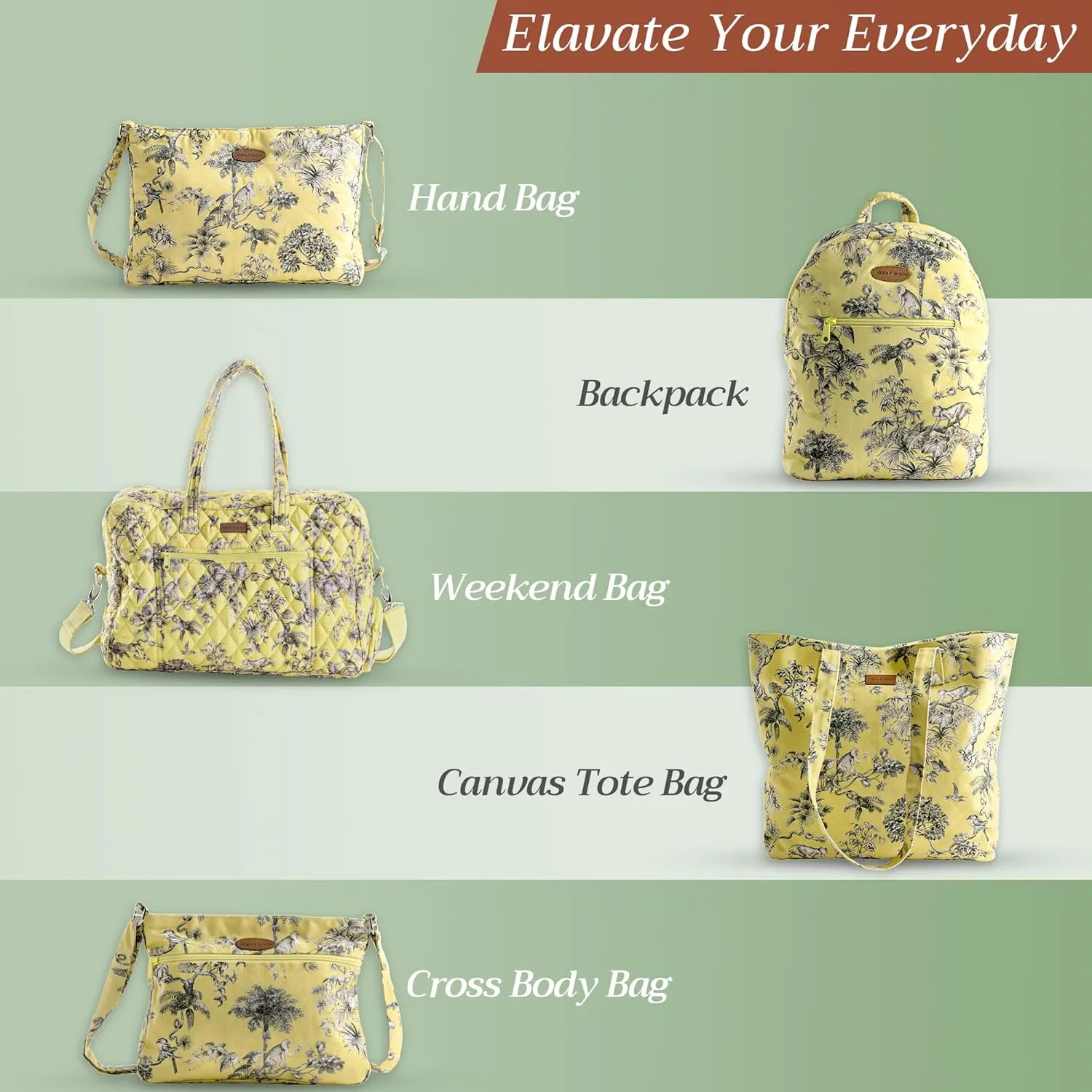 Maison d' Hermine Shopping Bags Cotton Quilted Tote Bag with Zipper Pockets Small Pouch Reusable Grocery Bag Work Travel
