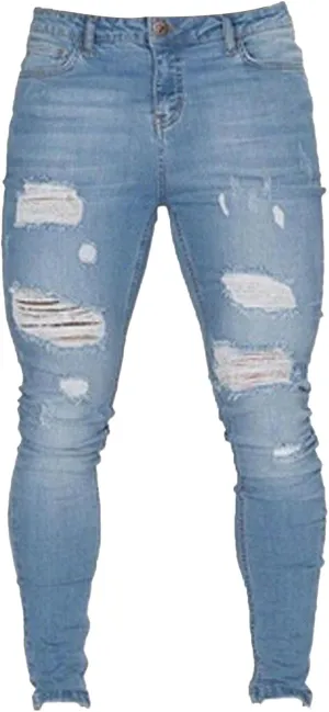 Maiyifu-GJ Men's Distressed Moto Biker Jeans Ripped Punk Gothic Zipper Denim Pants Hip hop Tapered Leg Slim Fit Jean