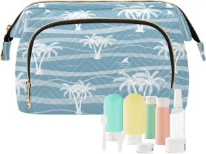 Makeup Bag Cosmetic Bag, Beach Simple Boho Large Capacity Travel Pouch Makeup Case Organizer for Women Toiletry Bag with Zipper for Ladies Girls