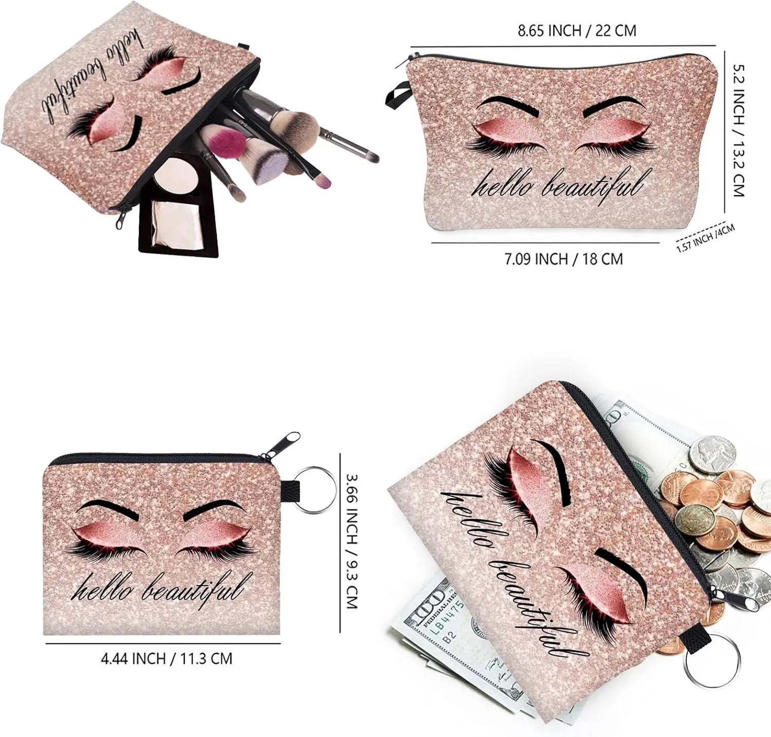 Makeup Bag for Purse Cosmetic Bags for Women Inspirational Gift for Womens Small Funny Cosmetics Pouch Bohu Travel Bag Cases for Toiletries Accessories Organizer (54632-23018)
