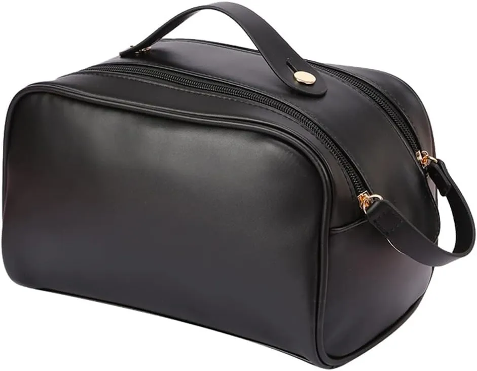Makeup Bag Large Capacity Portable Wash Bag Storage Bag Travel Leather Cosmetics Storage(E)