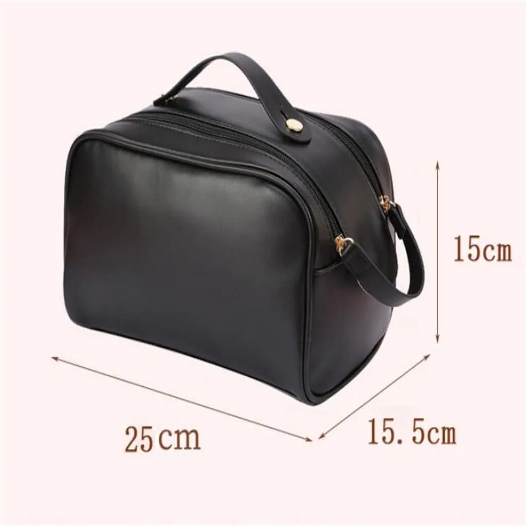 Makeup Bag Large Capacity Portable Wash Bag Storage Bag Travel Leather Cosmetics Storage(E)