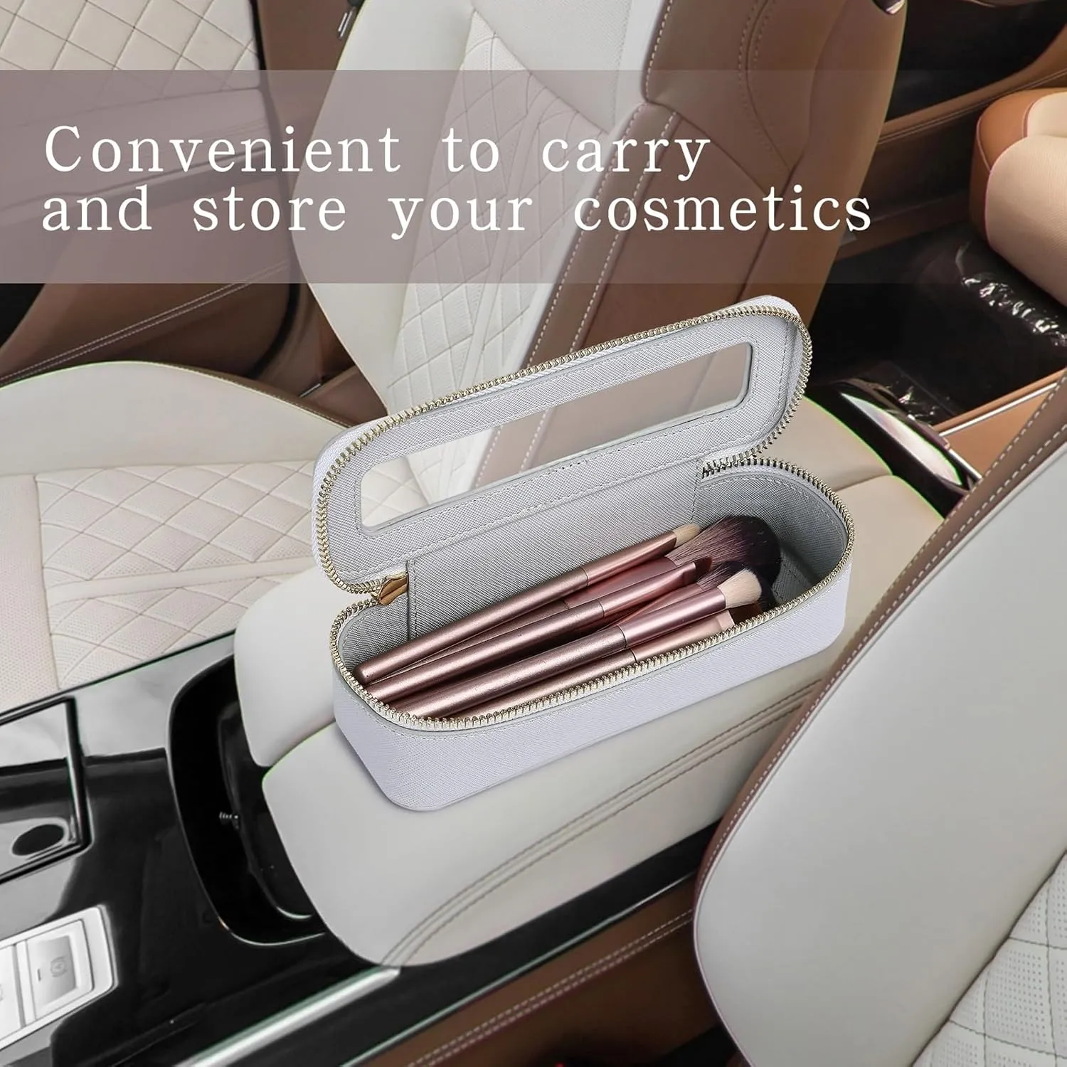 Makeup Brush Bag Slim Clear Makeup Bag Transparent Travel Cosmetic Case & Toiletry Bag with Zipper Small Beatuy Makeup Bag Purse Organizer for Women (Gray, SLIM)