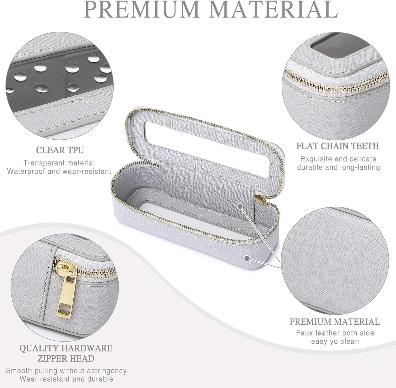 Makeup Brush Bag Slim Clear Makeup Bag Transparent Travel Cosmetic Case & Toiletry Bag with Zipper Small Beatuy Makeup Bag Purse Organizer for Women (Gray, SLIM)