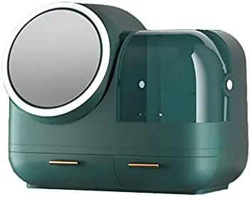 Makeup Organizer Lightweight Luxury Cosmetic Storage Box With Fan LED Makeup Mirror Integrated Table Bathroom Mask Perfume Desktop Shelf Cosmetic Showcases