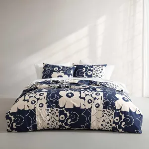 Marimekko - Full/Queen Duvet Cover Set, Premium Cotton Bedding with Matching Shams, Floral Home Decor (Unikko Kollaasi Blue, Full/Queen)