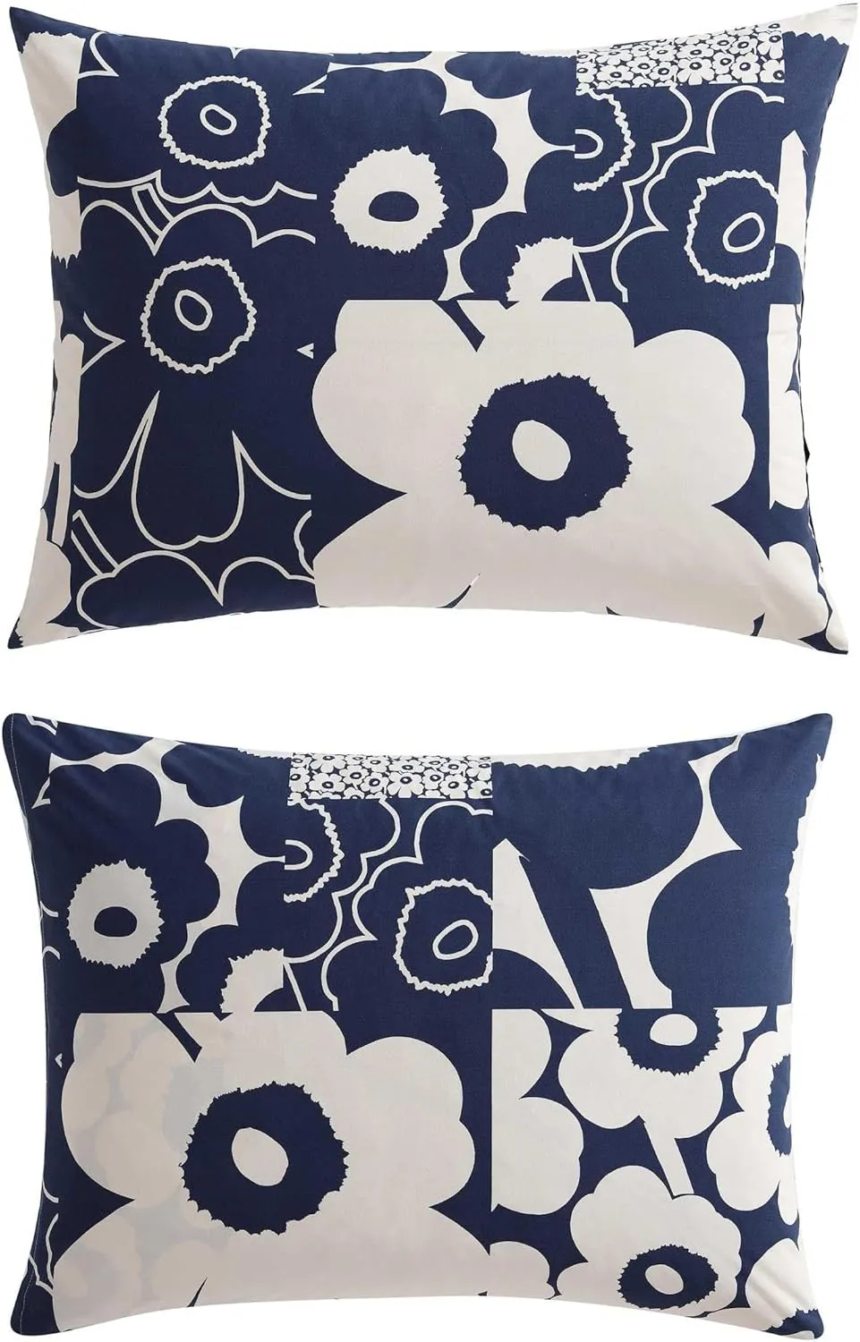 Marimekko - Full/Queen Duvet Cover Set, Premium Cotton Bedding with Matching Shams, Floral Home Decor (Unikko Kollaasi Blue, Full/Queen)