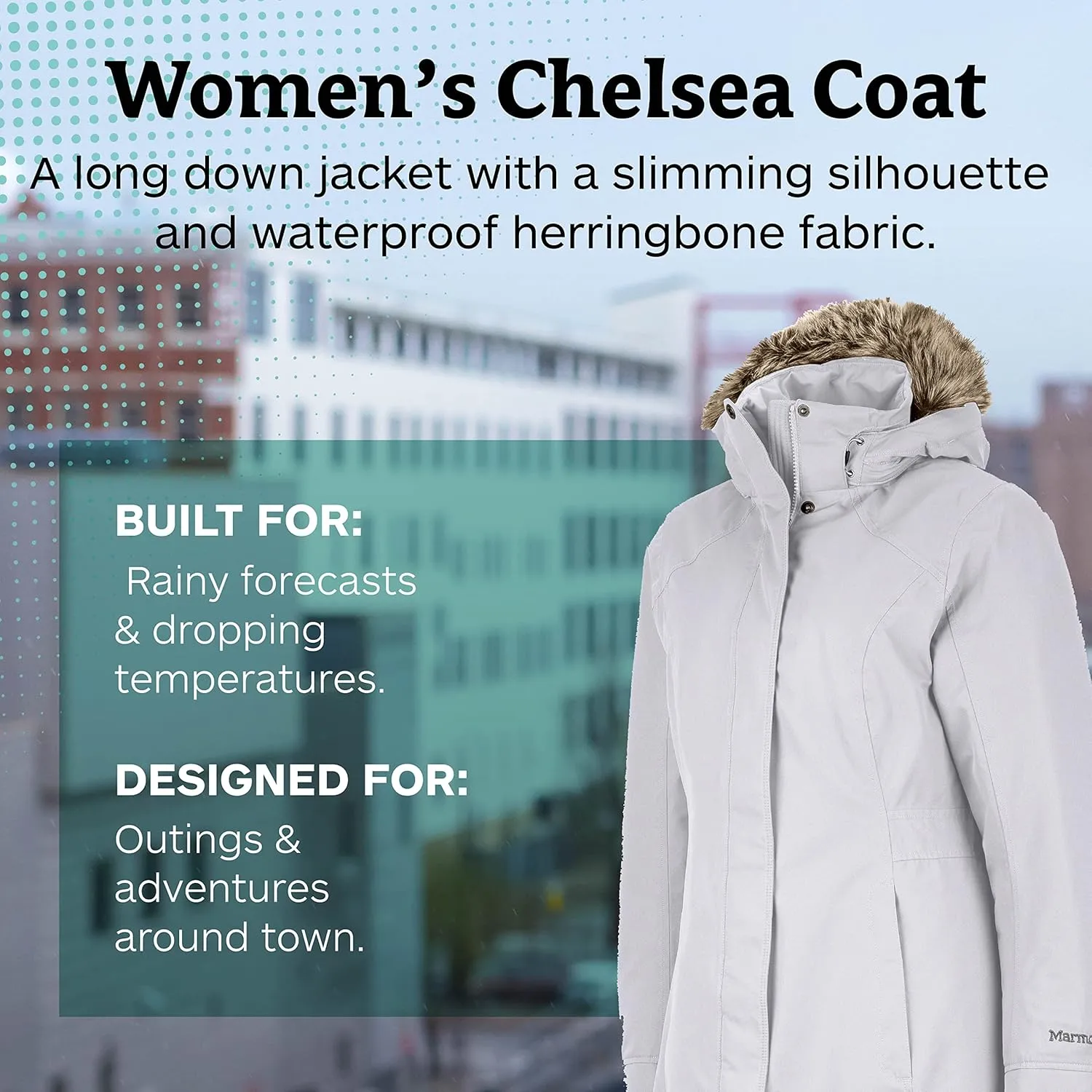 Marmot Women's Chelsea Waterproof Down Rain Coat, Fill Power 700