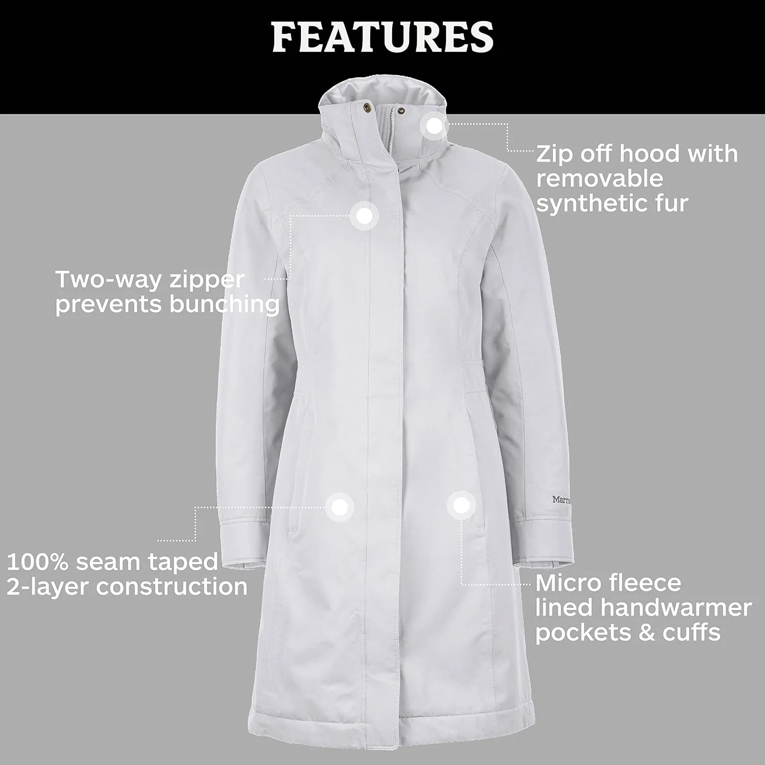 Marmot Women's Chelsea Waterproof Down Rain Coat, Fill Power 700