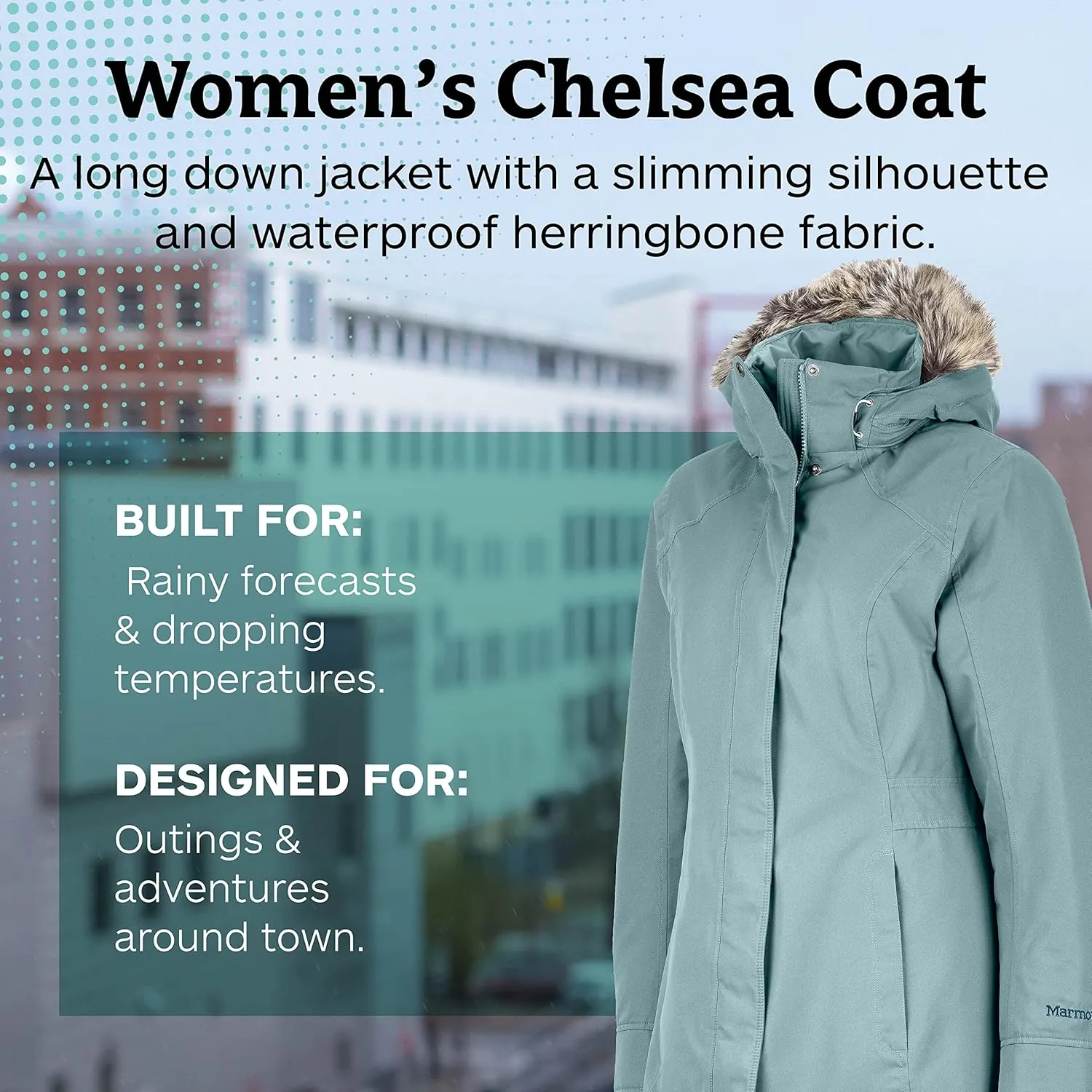Marmot Women's Chelsea Waterproof Down Rain Coat, Fill Power 700