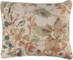 Meadow Natural Decorative Pillow Cover, 16" Lumbar Size, Multi Floral Pattern