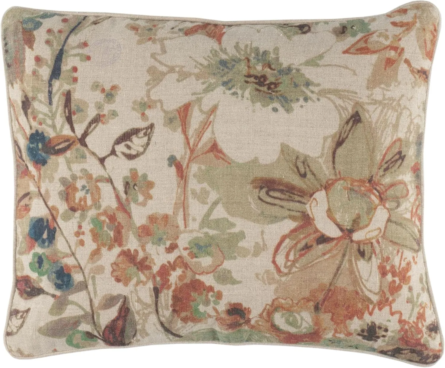 Meadow Natural Decorative Pillow Cover, 16" Lumbar Size, Multi Floral Pattern
