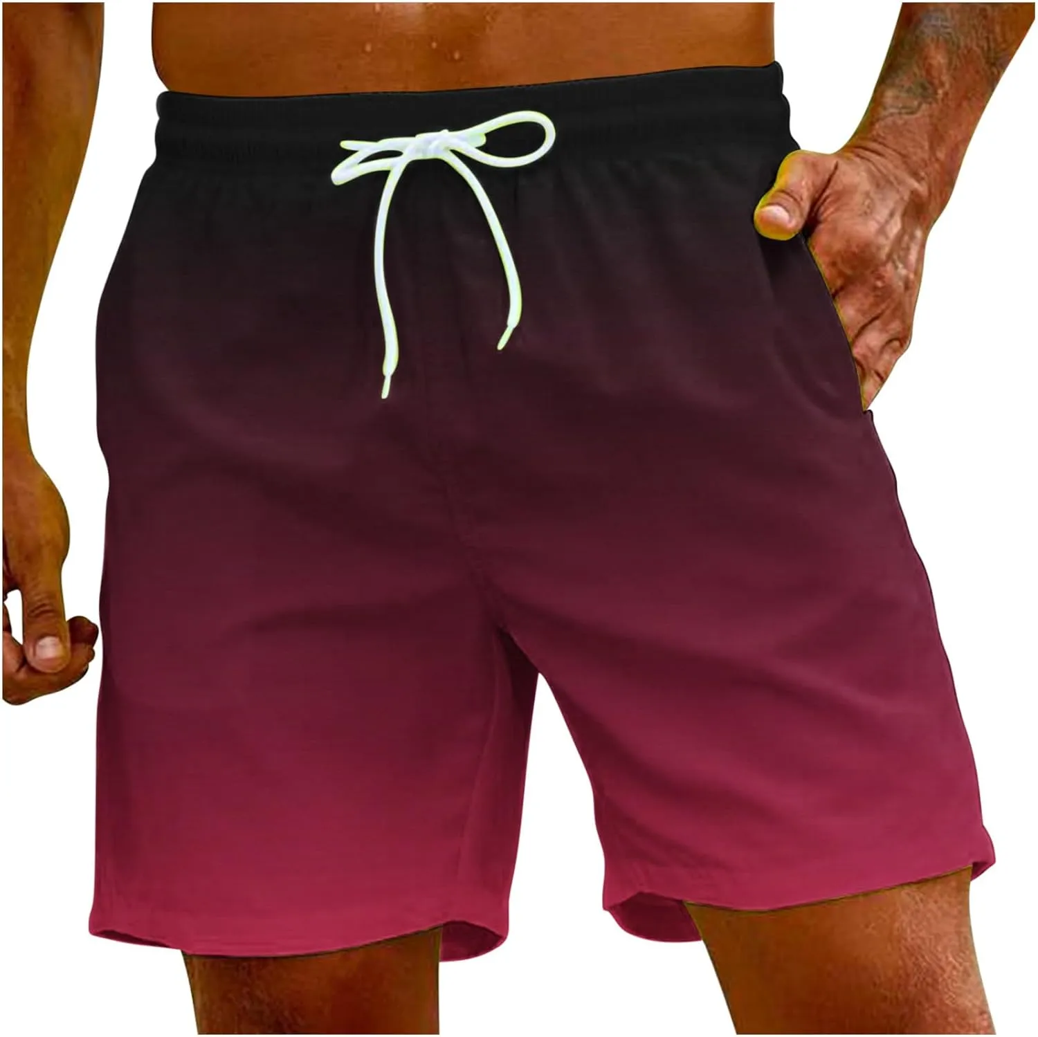 Men Draws Pants Color Casual Lace-up Fashion Beach Summer Shorts Men's Solid Men's Board Shorts Shorts Men Mens Swim