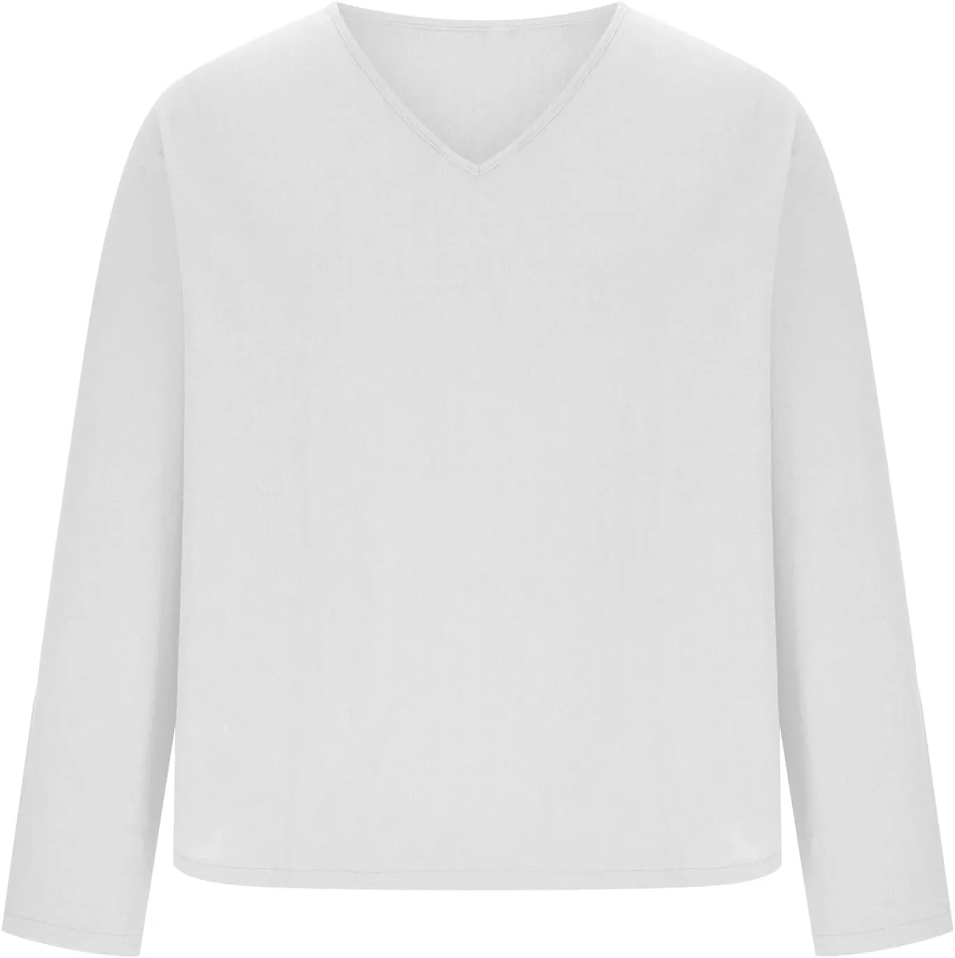 Men Linen Shirts Long Sleeve V Neck Cotton Comfy Spring Tees Shirt Solid Color Loose Fashion Sport 2025 Blouses Tops