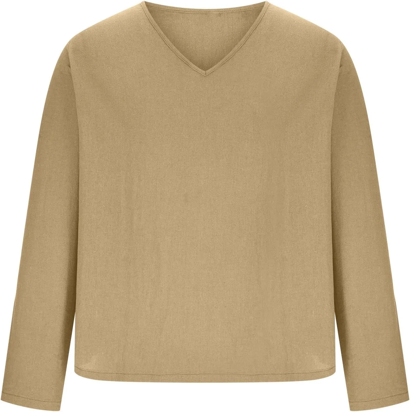 Men Linen Shirts Long Sleeve V Neck Cotton Comfy Spring Tees Shirt Solid Color Loose Fashion Sport 2025 Blouses Tops