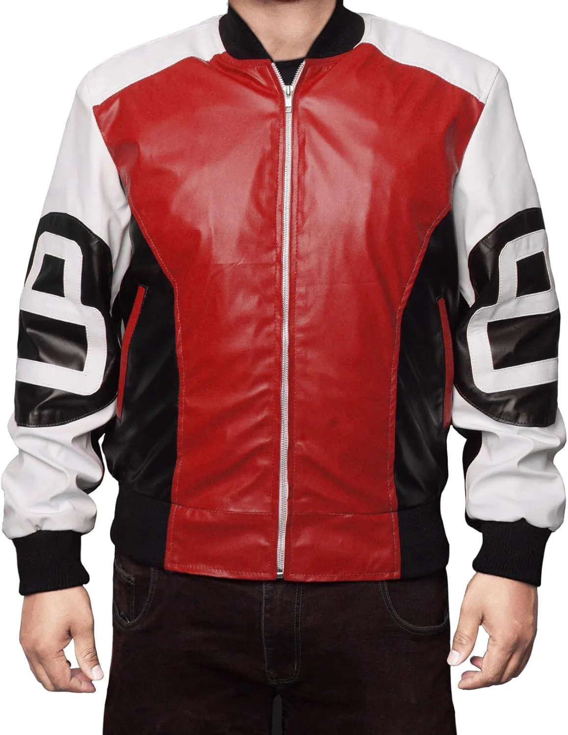 Mens 8 Ball Pool Billiard Bomber Lightweight Casual Stylish Fashion 80s 90s Retro Zip Up Faux Leather Jacket