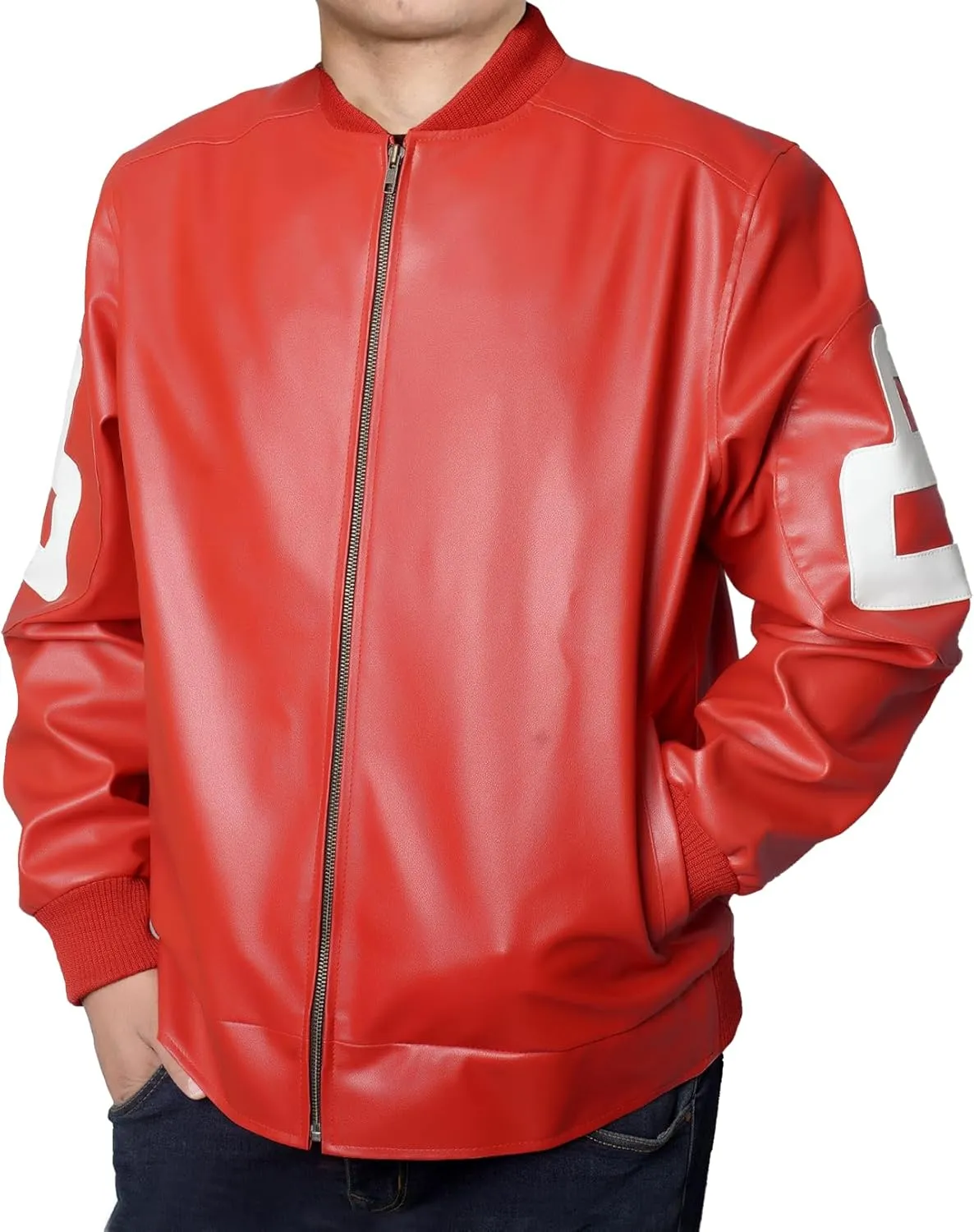 Mens 8 Ball Pool Billiard Bomber Lightweight Casual Stylish Fashion 80s 90s Retro Zip Up Faux Leather Jacket