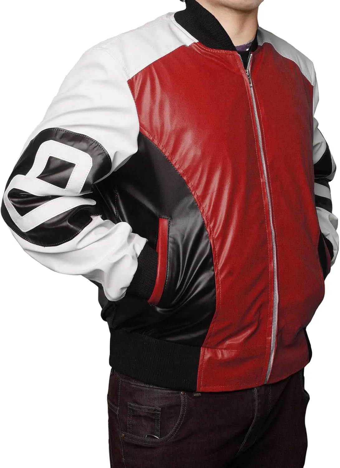 Mens 8 Ball Pool Billiard Bomber Lightweight Casual Stylish Fashion 80s 90s Retro Zip Up Faux Leather Jacket