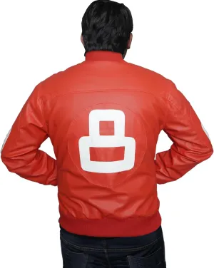 Mens 8 Ball Pool Billiard Bomber Lightweight Casual Stylish Fashion 80s 90s Retro Zip Up Faux Leather Jacket
