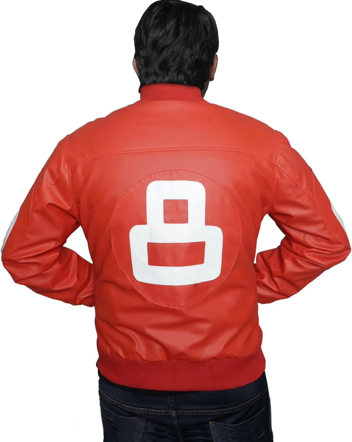 Mens 8 Ball Pool Billiard Bomber Lightweight Casual Stylish Fashion 80s 90s Retro Zip Up Faux Leather Jacket