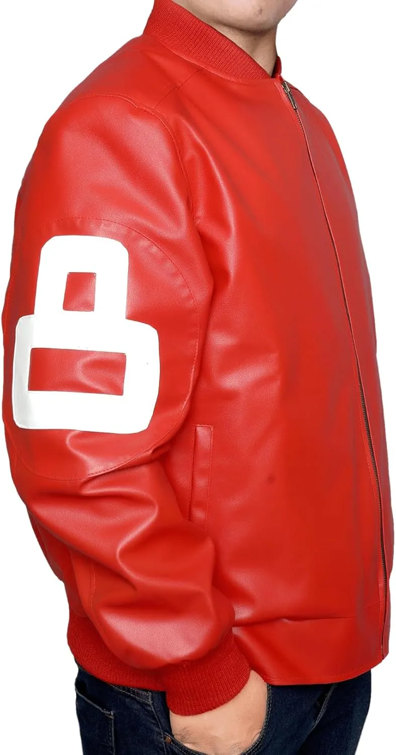 Mens 8 Ball Pool Billiard Bomber Lightweight Casual Stylish Fashion 80s 90s Retro Zip Up Faux Leather Jacket