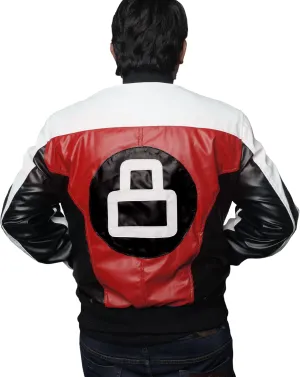Mens 8 Ball Pool Billiard Bomber Lightweight Casual Stylish Fashion 80s 90s Retro Zip Up Faux Leather Jacket