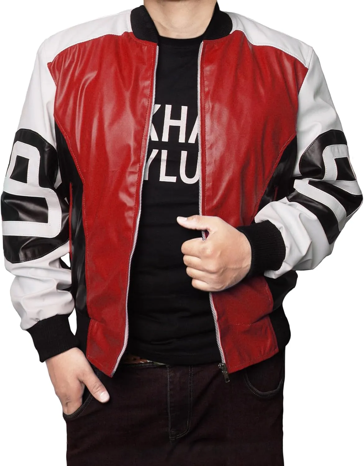 Mens 8 Ball Pool Billiard Bomber Lightweight Casual Stylish Fashion 80s 90s Retro Zip Up Faux Leather Jacket
