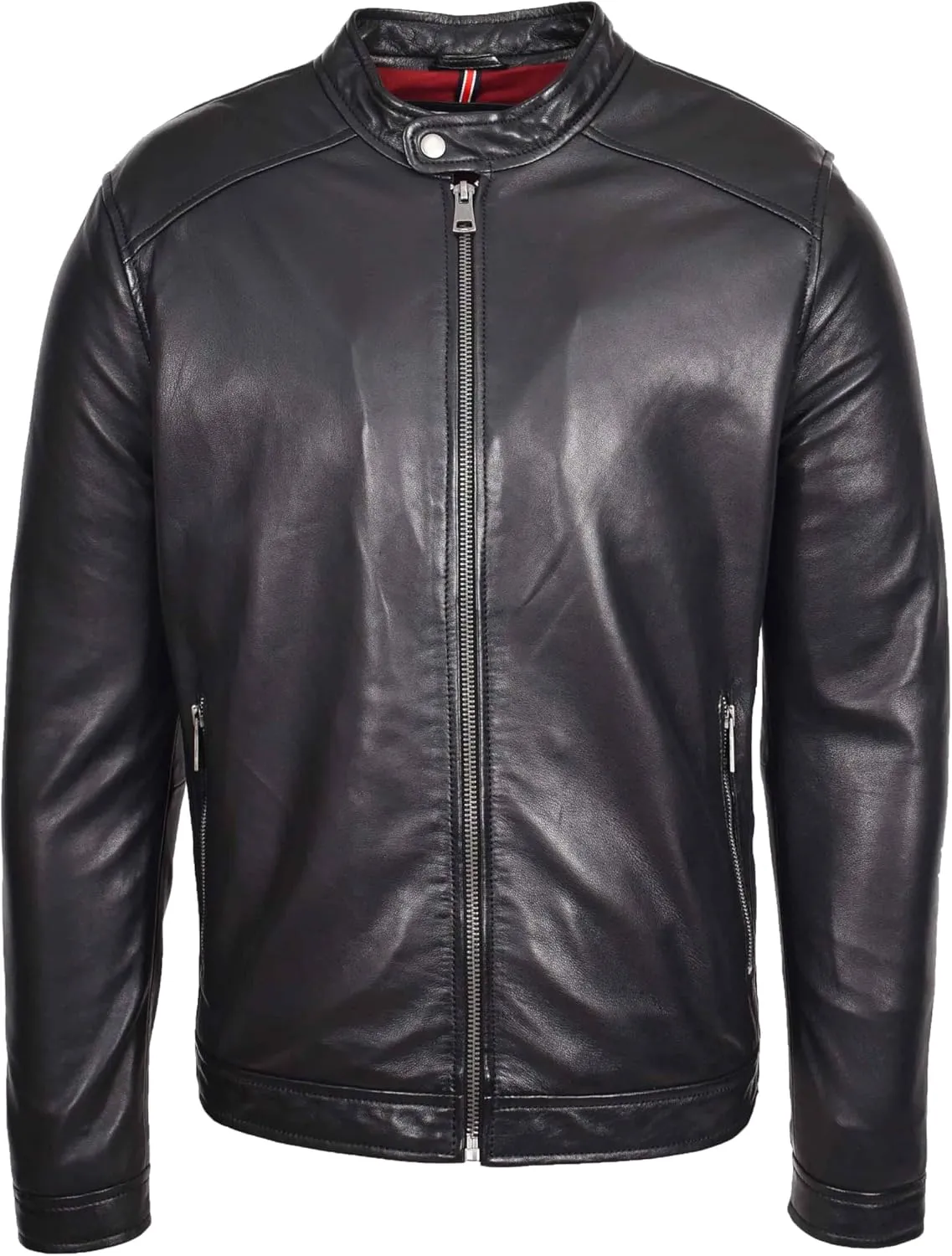 Men's Aviator Leather Jacket (Black), XL