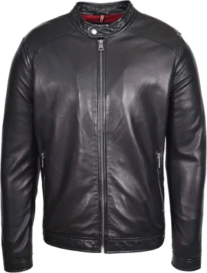 Men's Aviator Leather Jacket (Black), XL