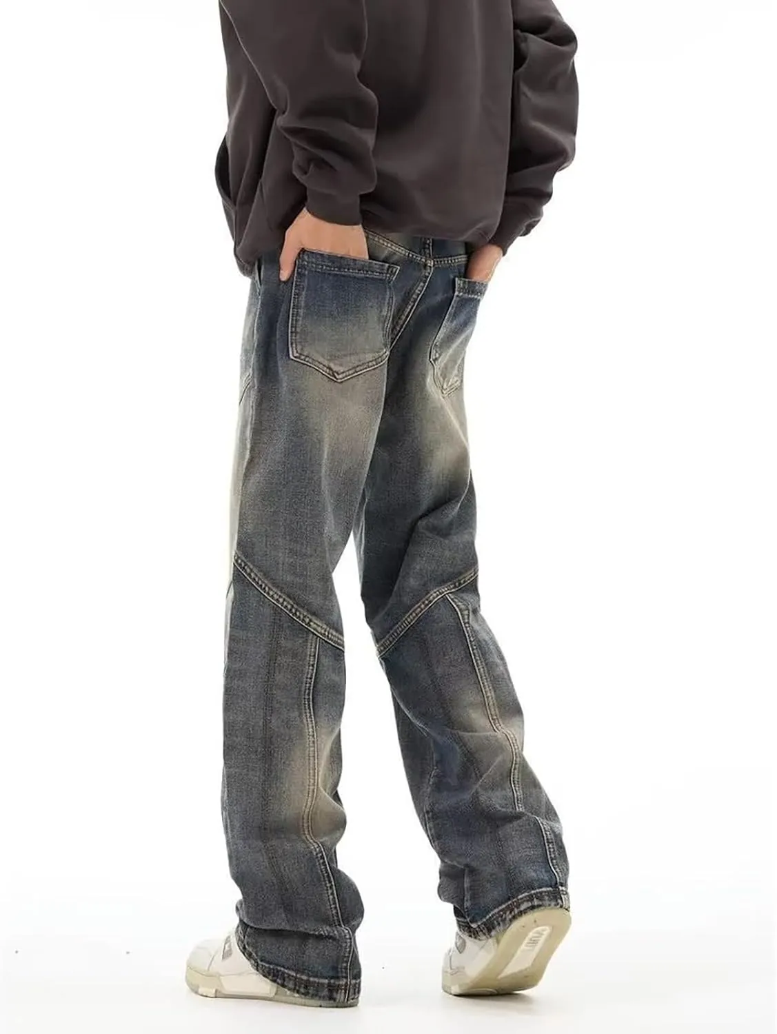 Men's Baggy Jeans Joggers Loose Fit Straight Leg Denim Pants Vintage Relaxed Streetwear Wide Leg Trousers